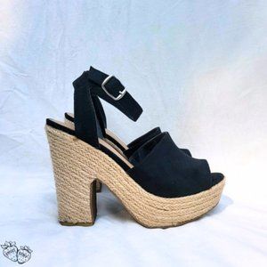 Sun + Stone Black Fey Espadrille Sandals ~